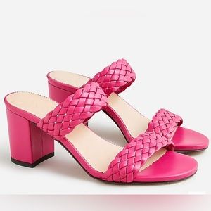 New J Crew Lucie braided-strap sandals in Italian leather, size 7, Festival Pink
